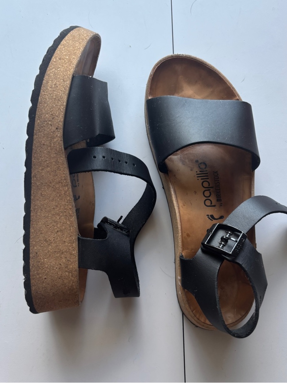 Birkenstock Papillio Glenda Natural Leather Black, narrow fit size 38